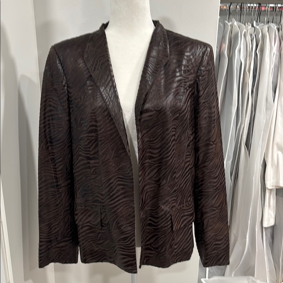 Investments Jackets & Blazers - Investments Brown Blazer with Textured Pattern